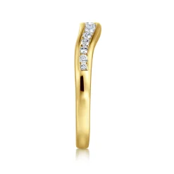 Sale Gabriel & Co. Deux - Curved 14K Yellow Gold Channel Set Diamond Anniversary Band - 0.25 ct