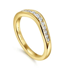 Sale Gabriel & Co. Deux - Curved 14K Yellow Gold Channel Set Diamond Anniversary Band - 0.25 ct