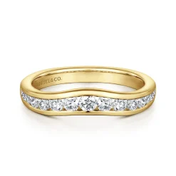 Gabriel & Co. Deux - Curved 14K Yellow Gold Channel Set Diamond Wedding Band - 0.5 ct