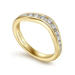 Gabriel & Co. Deux - Curved 14K Yellow Gold Channel Set Diamond Wedding Band - 0.5 ct