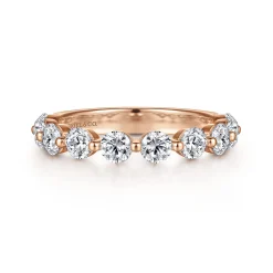 New Gabriel & Co. Devinne - 14K Rose Gold Single Prong Diamond Anniversary Band - 1.5 ct