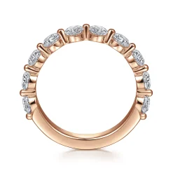 New Gabriel & Co. Devinne - 14K Rose Gold Single Prong Diamond Anniversary Band - 1.5 ct