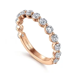New Gabriel & Co. Devinne - 14K Rose Gold Single Prong Diamond Anniversary Band - 1 ct
