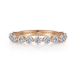 New Gabriel & Co. Devinne - 14K Rose Gold Single Prong Diamond Anniversary Band - 1 ct