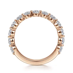 New Gabriel & Co. Devinne - 14K Rose Gold Single Prong Diamond Anniversary Band - 1 ct