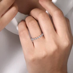 Clearance Gabriel & Co. Devinne - 14K White Gold Single Prong Diamond Anniversary Band - 1 ct