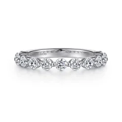 Clearance Gabriel & Co. Devinne - 14K White Gold Single Prong Diamond Anniversary Band - 1 ct