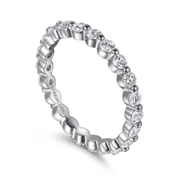 Hot Gabriel & Co. Devinne - 14K White Gold Single Prong Diamond Eternity Band - 0.95 ct