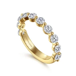Discount Gabriel & Co. Devinne - 14K Yellow Gold Single Prong Diamond Anniversary Band - 1.5 ct