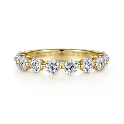 Discount Gabriel & Co. Devinne - 14K Yellow Gold Single Prong Diamond Anniversary Band - 1.5 ct