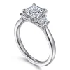 Online Gabriel & Co. Devon - 14K White Gold Cushion Cut Three Stone Lotus Diamond Engagement Ring
