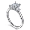 Best Gabriel & Co. Devon - 14K White Gold Emerald Cut Three Stone Lotus Diamond Engagement Ring