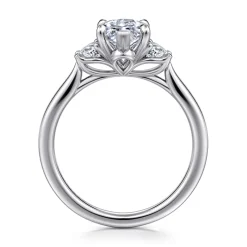 Sale Gabriel & Co. Devon - 14K White Gold Marquise Shape Three Stone Lotus Diamond Engagement Ring