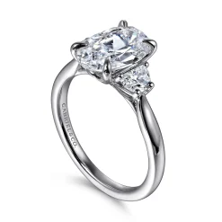 Online Gabriel & Co. Devon - 14K White Gold Oval Three Stone Lotus Diamond Engagement Ring