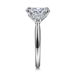 Online Gabriel & Co. Devon - 14K White Gold Oval Three Stone Lotus Diamond Engagement Ring