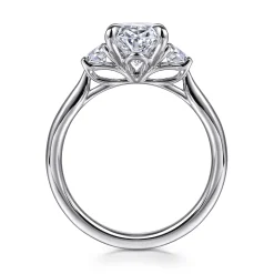 Online Gabriel & Co. Devon - 14K White Gold Oval Three Stone Lotus Diamond Engagement Ring