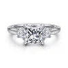 Discount Gabriel & Co. Devon - 14K White Gold Princess Cut Three Stone Lotus Diamond Engagement Ring