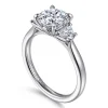 Hot Gabriel & Co. Devon - 14K White Gold Round Three Stone Lotus Diamond Engagement Ring