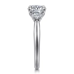 Hot Gabriel & Co. Devon - 14K White Gold Round Three Stone Lotus Diamond Engagement Ring