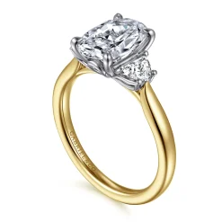 Online Gabriel & Co. Devon - 14K White-Yellow Gold Oval Three Stone Lotus Diamond Engagement Ring