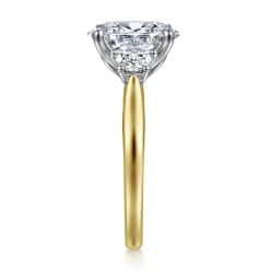 Online Gabriel & Co. Devon - 14K White-Yellow Gold Oval Three Stone Lotus Diamond Engagement Ring