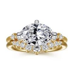 New Gabriel & Co. Devoted - 14K White-Yellow Gold Compass Prong Oval Diamond Engagement Ring