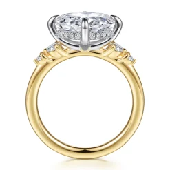 New Gabriel & Co. Devoted - 14K White-Yellow Gold Compass Prong Oval Diamond Engagement Ring