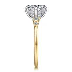 New Gabriel & Co. Devoted - 14K White-Yellow Gold Compass Prong Oval Diamond Engagement Ring