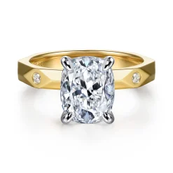 Outlet Gabriel & Co. Deya - 14K White-Yellow Gold Elongated Cushion Diamond Engagement Ring