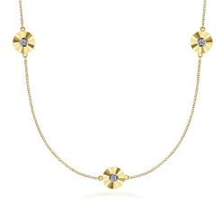 Outlet Gabriel & Co. Diamond Cut - 14K White and Yellow Gold Station Necklace with Diamonds