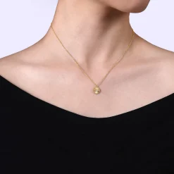 Clearance Gabriel & Co. Diamond Cut - 14K White Yellow Gold Diamond Pendant Necklace-Bujukan