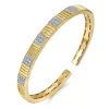 Hot Gabriel & Co. Diamond Cut - 14K Yellow Gold Demure Diamond Bangle Scallop Texture