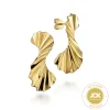 Best Gabriel & Co. Diamond Cut - 14K Yellow Gold Diamond Cut Texture Free Form Drop Earrings