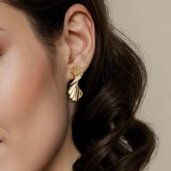 Best Gabriel & Co. Diamond Cut - 14K Yellow Gold Diamond Cut Texture Free Form Drop Earrings