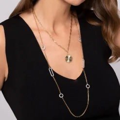 Discount Gabriel & Co. Diamond Cut - 14K Yellow Gold Diamond Medallion Chain Necklace