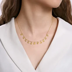 New Gabriel & Co. Diamond Cut - 14K Yellow Gold Disc Drops Necklace