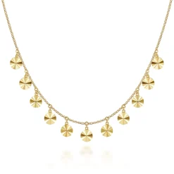 New Gabriel & Co. Diamond Cut - 14K Yellow Gold Disc Drops Necklace