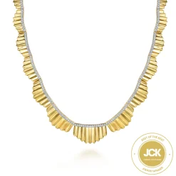 Gabriel & Co. Diamond Cut - 14K Yellow Gold 16 inch Diamond Necklace With Diamond Cut Texture