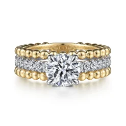 New Gabriel & Co. Dorian - 14K White-Yellow Gold Round Diamond Engagement Ring