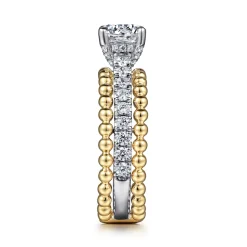 New Gabriel & Co. Dorian - 14K White-Yellow Gold Round Diamond Engagement Ring