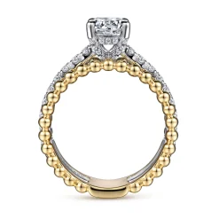 New Gabriel & Co. Dorian - 14K White-Yellow Gold Round Diamond Engagement Ring