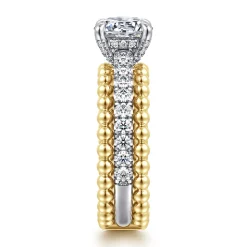 Discount Gabriel & Co. Dorian - 14K White-Yellow Gold Round Diamond Engagement Ring