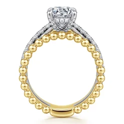 Discount Gabriel & Co. Dorian - 14K White-Yellow Gold Round Diamond Engagement Ring
