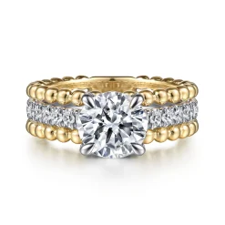 Discount Gabriel & Co. Dorian - 14K White-Yellow Gold Round Diamond Engagement Ring