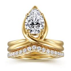 Sale Gabriel & Co. Dottie - 14K Yellow Gold Bezel Prong Bypass Pear Shape Diamond Engagement Ring