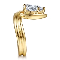 Sale Gabriel & Co. Dottie - 14K Yellow Gold Bezel Prong Bypass Pear Shape Diamond Engagement Ring
