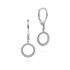 New Gabriel & Co. Drop Earrings Huggie 14K White Gold Diamond 0.25ct