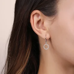 New Gabriel & Co. Drop Earrings Huggie 14K White Gold Diamond 0.25ct