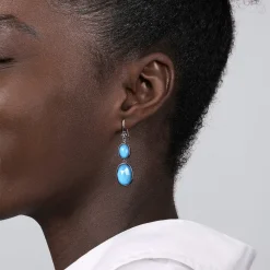 Hot Gabriel & Co. Drop Earrings 925 Sterling Silver Rock Crystal and Turquoise
