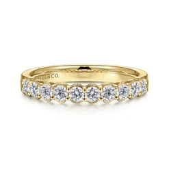 Hot Gabriel & Co. Dublin - 14K Yellow Gold Shared Prong and Bezel Diamond Anniversary Band - 0.5 ct